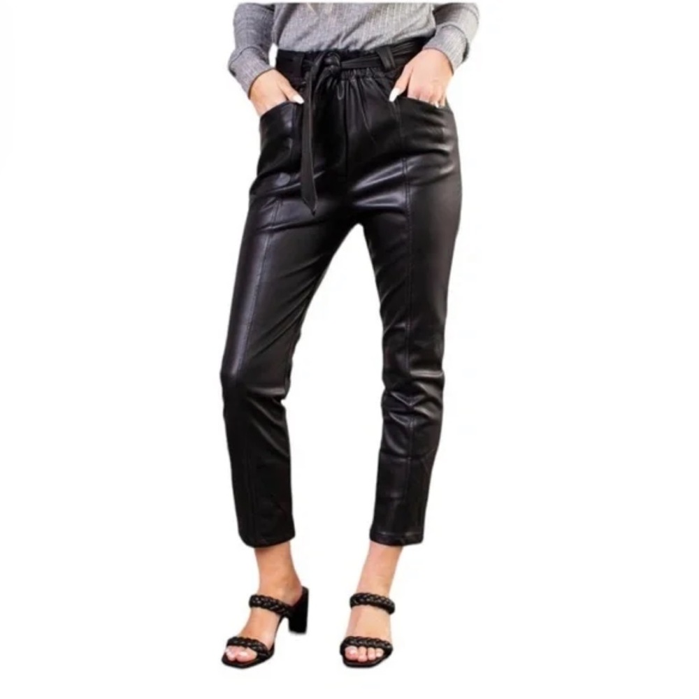 NWT Bishop & Young Harper Vegan Leather Paperbag Pants